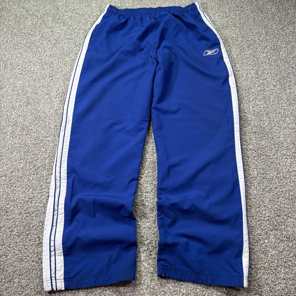 Vintage Reeboks Baggy Track Pants Blue Striped 30/31 XL Essentials Hiphop Style